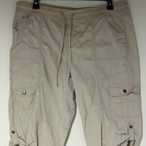 STYLE & CO TAN CAPRI WITH ROLL UP TAB SIZE XL